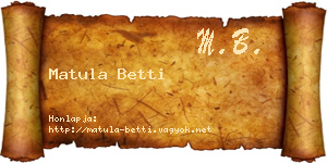 Matula Betti névjegykártya